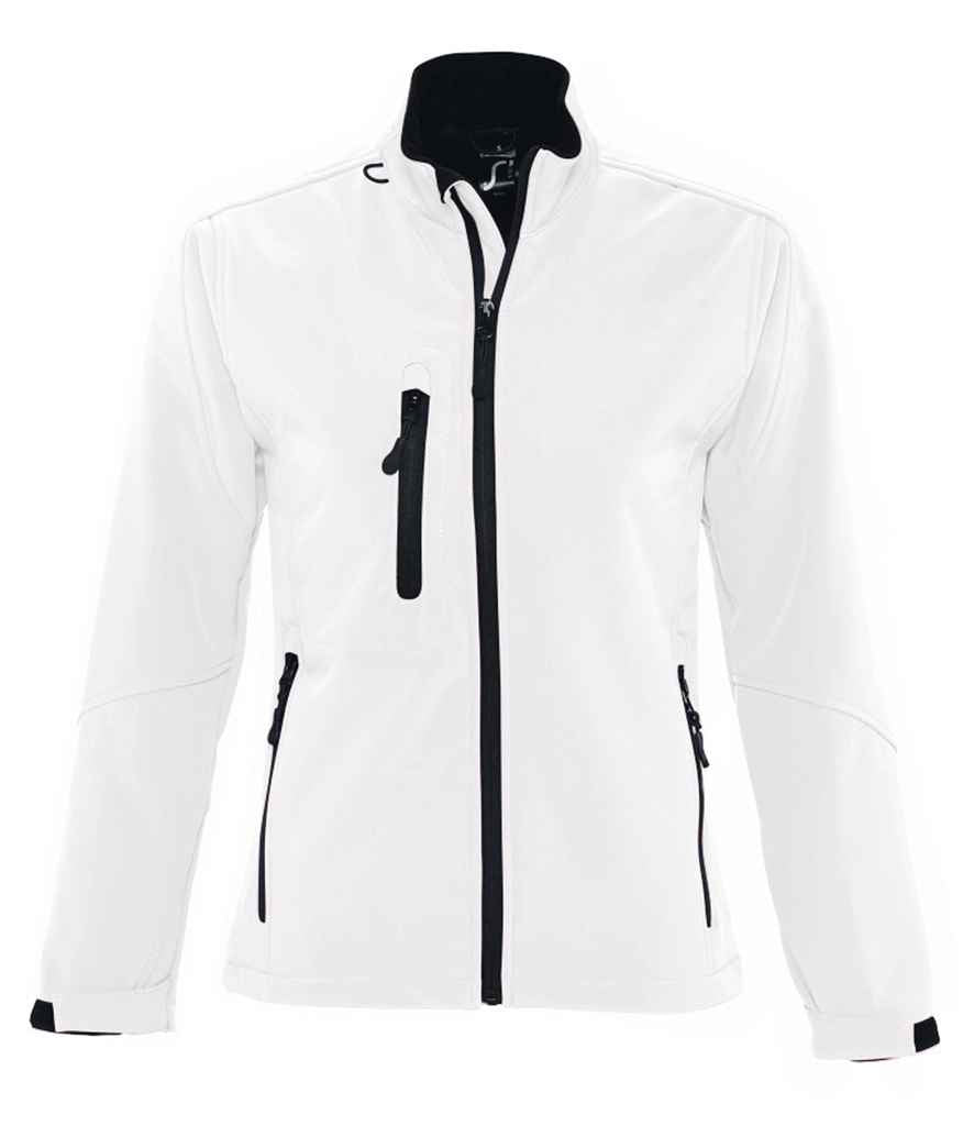 SOL'S Ladies Roxy Soft Shell Jacket in White by SOL'S — Custom branded clothing by Print Press, featuring premium embroidery produced in our specialist print lab in the UK.