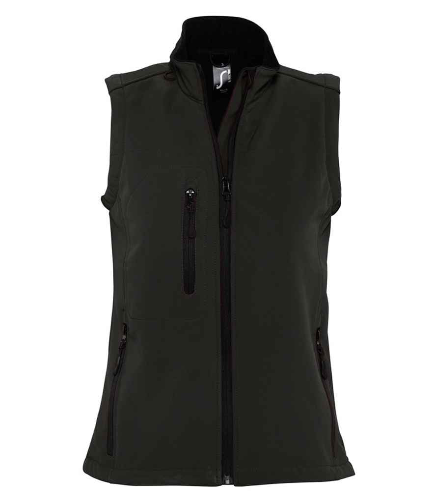 SOL'S Ladies Rallye Soft Shell Bodywarmer in Black by SOL'S — Custom branded clothing by Print Press, featuring premium embroidery produced in our specialist print lab in the UK.