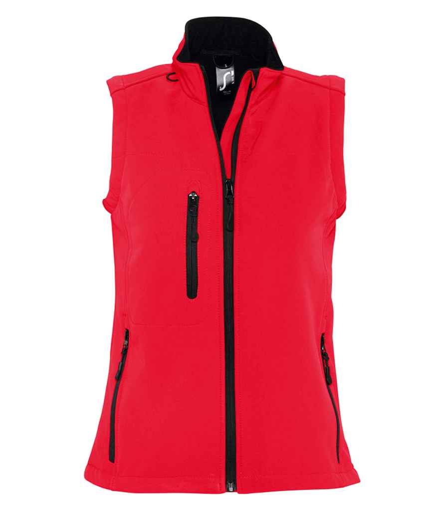 SOL'S Ladies Rallye Soft Shell Bodywarmer in Red by SOL'S — Custom branded clothing by Print Press, featuring premium embroidery produced in our specialist print lab in the UK.
