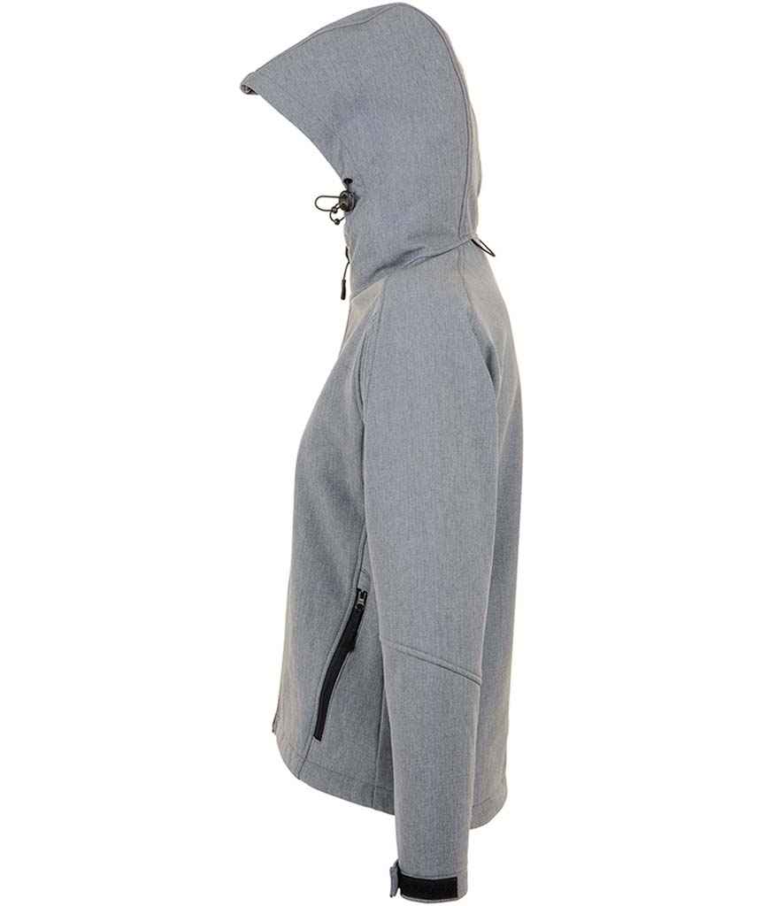 SOL'S Ladies Replay Hooded Soft Shell Jacket in by SOL'S — Custom branded clothing by Print Press, featuring premium embroidery produced in our specialist print lab in the UK.