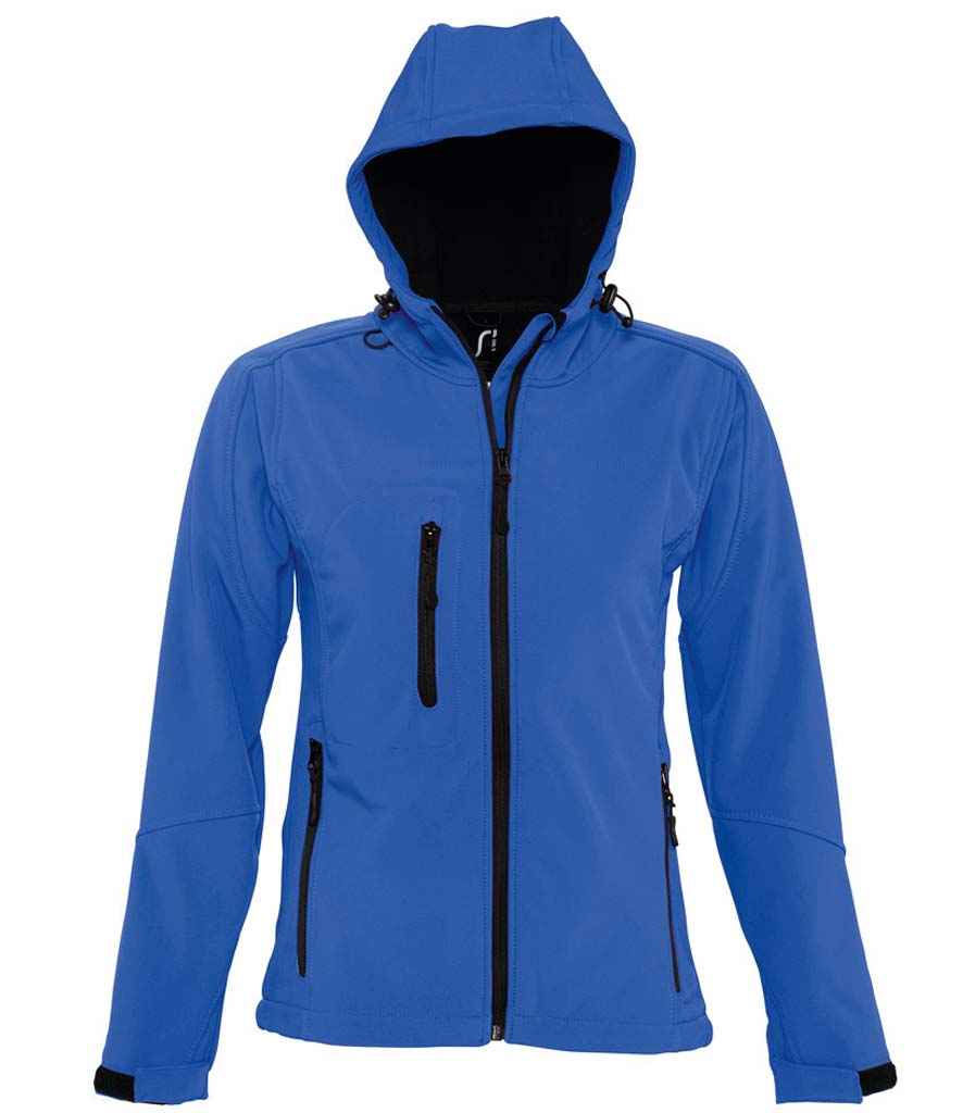 SOL'S Ladies Replay Hooded Soft Shell Jacket in Royal Blue by SOL'S — Custom branded clothing by Print Press, featuring premium embroidery produced in our specialist print lab in the UK.