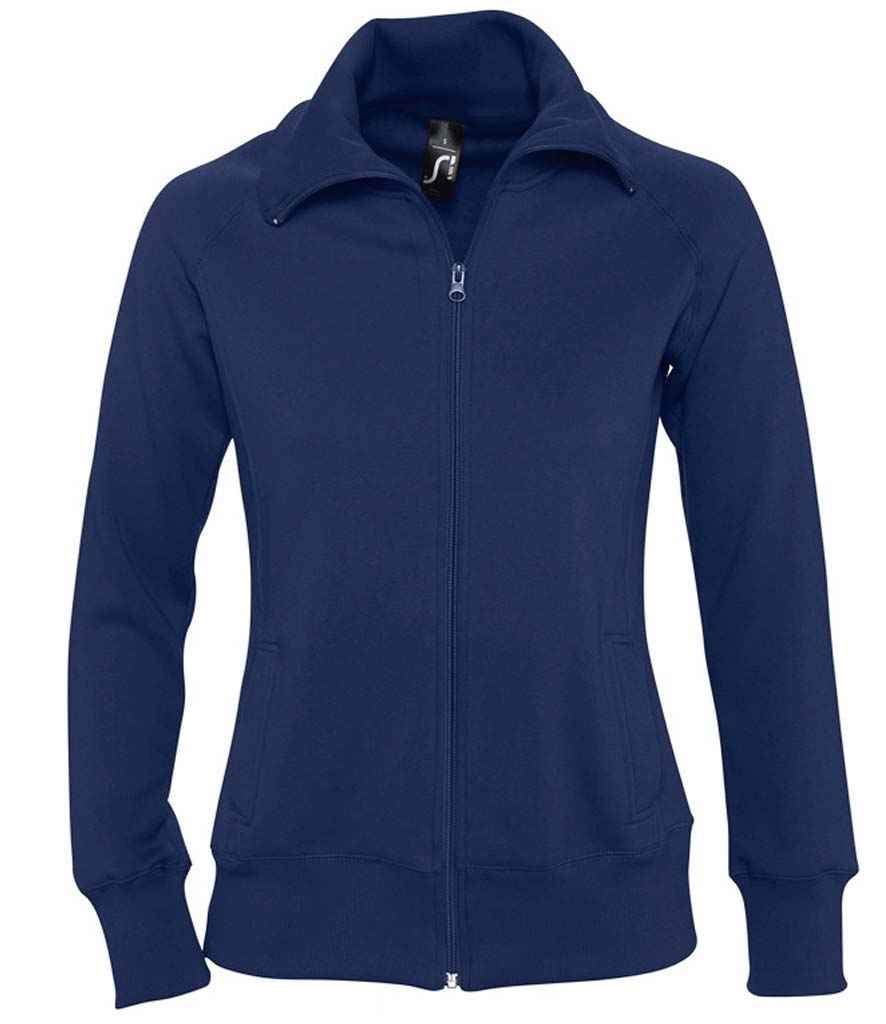 SOL'S Ladies Soda Sweat Jacket in Navy by SOL'S — Custom branded clothing by Print Press, featuring premium embroidery produced in our specialist print lab in the UK.