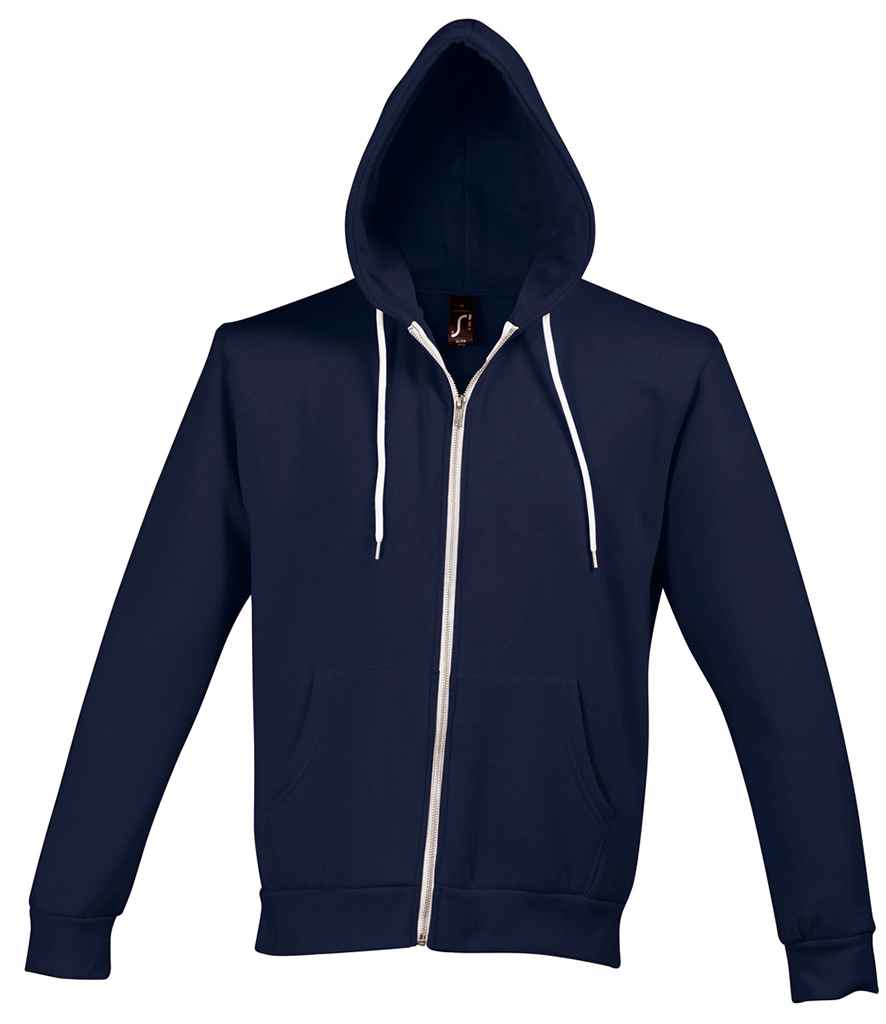 SOL'S Unisex Silver Hooded Jacket in Abyss Blue by SOL'S — Custom branded clothing by Print Press, featuring premium embroidery produced in our specialist print lab in the UK.