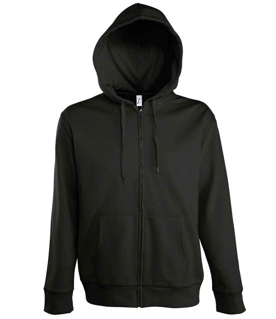 SOL'S Seven Zip Hooded Sweatshirt in Black by SOL'S — Custom branded clothing by Print Press, featuring premium embroidery produced in our specialist print lab in the UK.