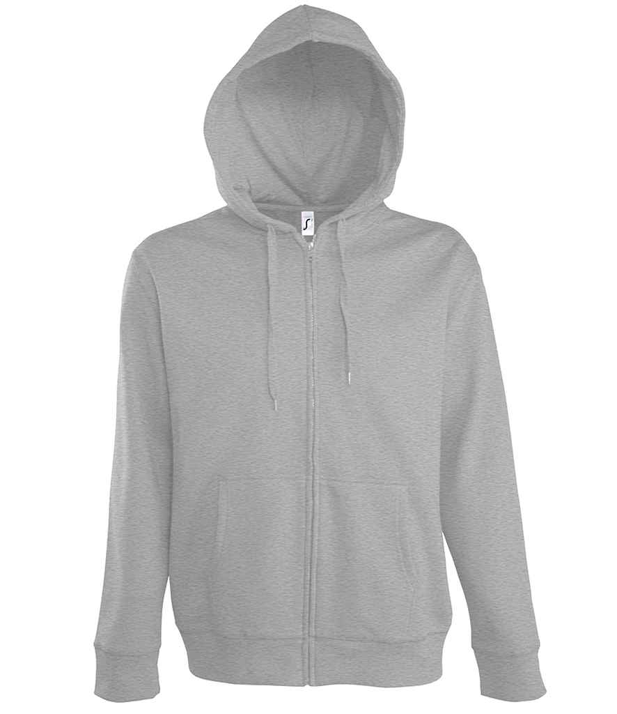 SOL'S Seven Zip Hooded Sweatshirt in Grey Marl by SOL'S — Custom branded clothing by Print Press, featuring premium embroidery produced in our specialist print lab in the UK.