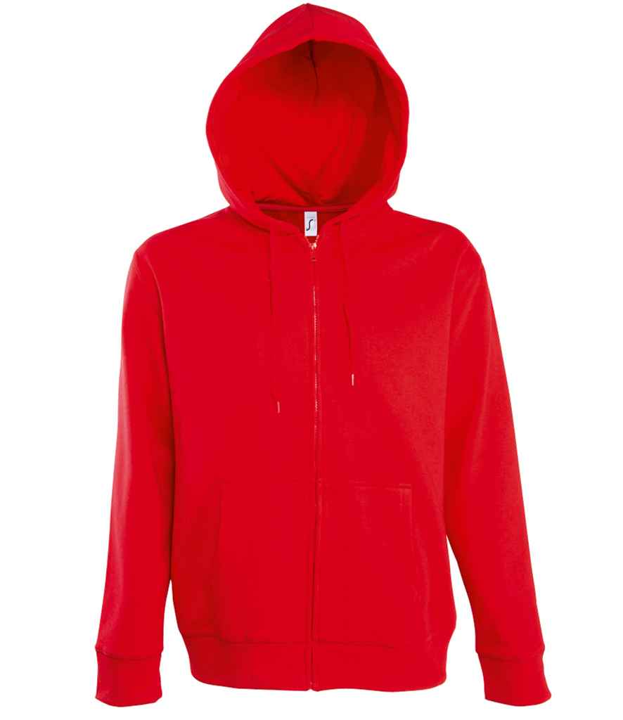 SOL'S Seven Zip Hooded Sweatshirt in Red by SOL'S — Custom branded clothing by Print Press, featuring premium embroidery produced in our specialist print lab in the UK.