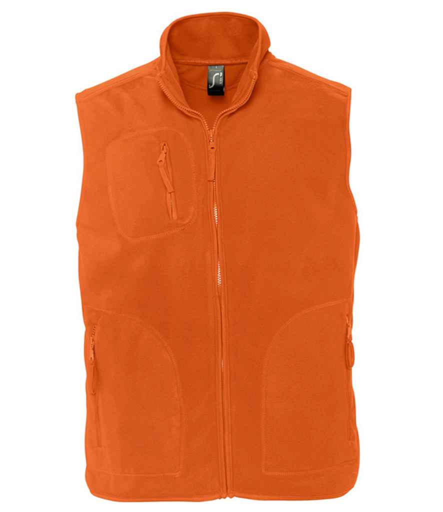 SOL'S Unisex Norway Fleece Bodywarmer in Orange by SOL'S — Custom branded clothing by Print Press, featuring premium embroidery produced in our specialist print lab in the UK.
