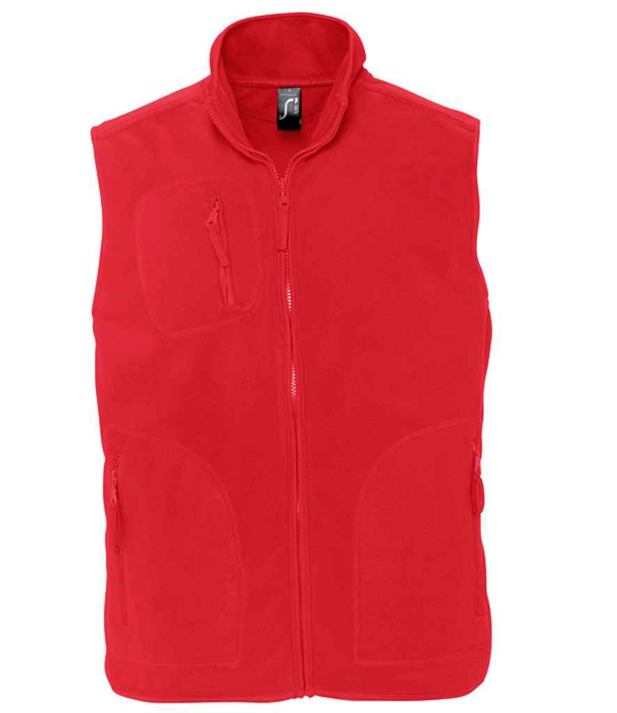 SOL'S Unisex Norway Fleece Bodywarmer in Red by SOL'S — Custom branded clothing by Print Press, featuring premium embroidery produced in our specialist print lab in the UK.