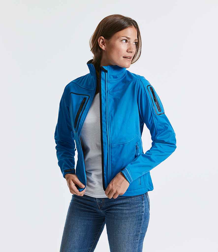 Russell Ladies Sports Shell 5000 Jacket in Azure by Russell — Custom branded clothing by Print Press, featuring premium embroidery produced in our specialist print lab in the UK.