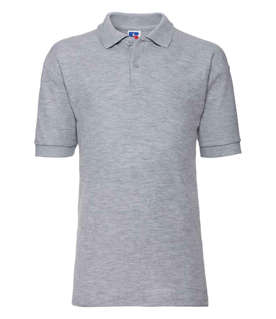 Russell Schoolgear Kids Poly/Cotton Piqué Polo Shirt in Light Oxford by Russell — Custom branded clothing by Print Press, featuring premium embroidery produced in our specialist print lab in the UK.