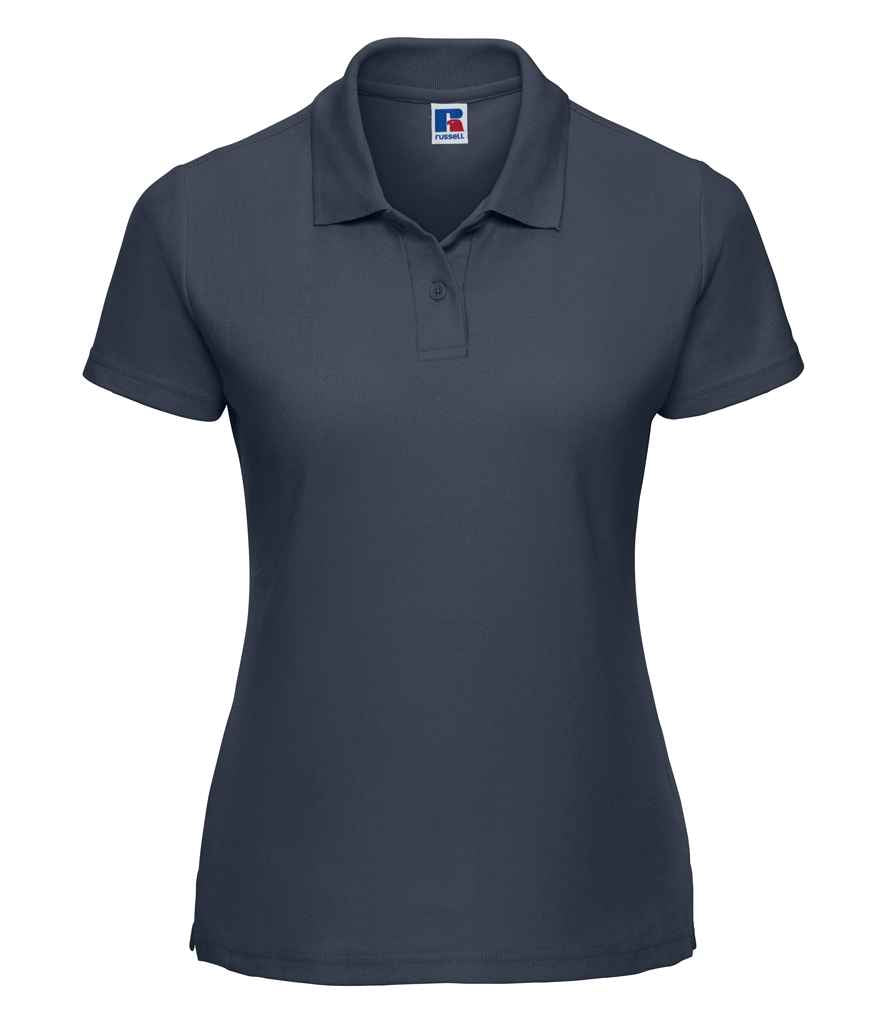 Russell Ladies Classic Poly/Cotton Piqué Polo Shirt in French Navy by Russell — Custom branded clothing by Print Press, featuring premium embroidery produced in our specialist print lab in the UK.