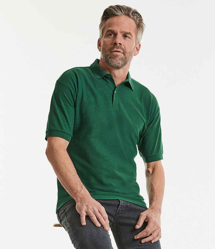 Russell Poly/Cotton Piqué Polo Shirt in Bottle Green by Russell — Custom branded clothing by Print Press, featuring premium embroidery produced in our specialist print lab in the UK.