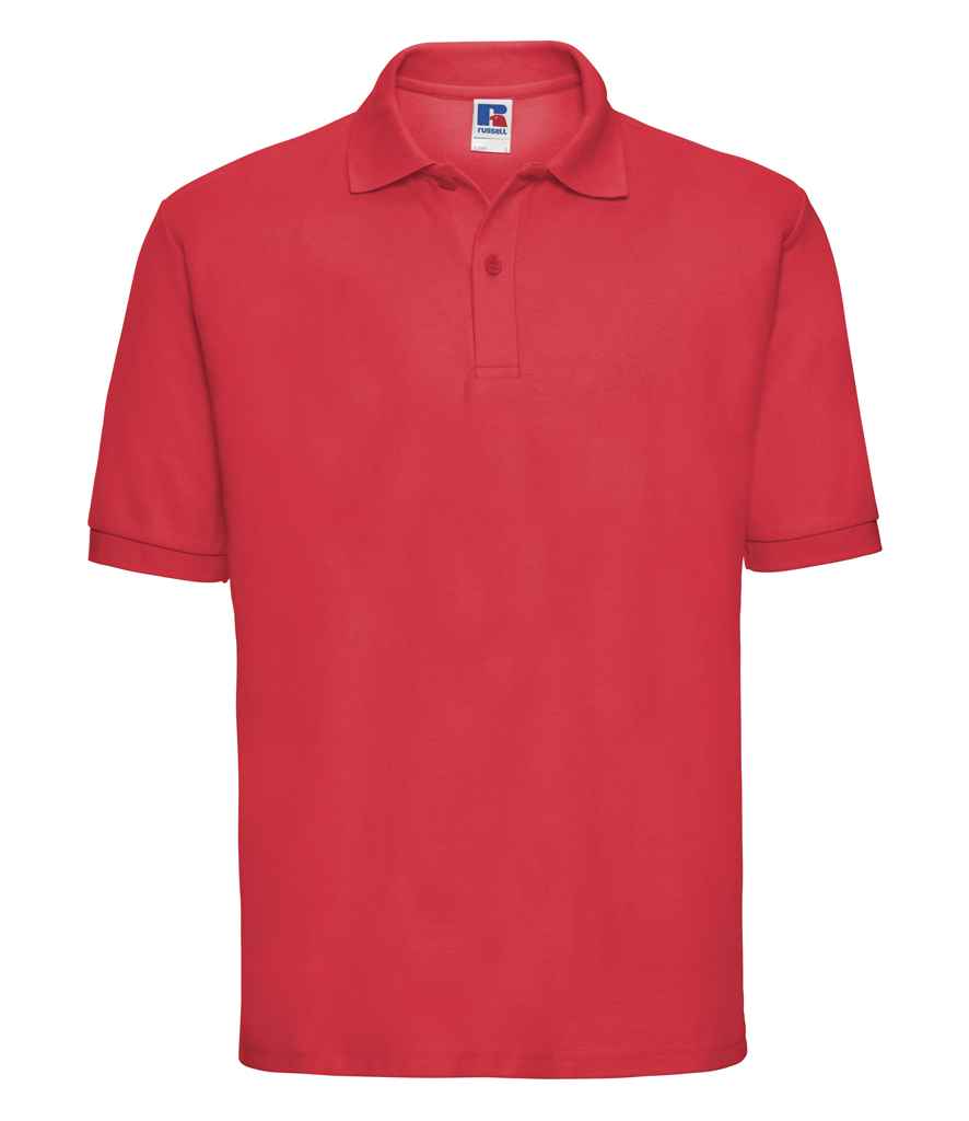 Russell Poly/Cotton Piqué Polo Shirt in Bright Red by Russell — Custom branded clothing by Print Press, featuring premium embroidery produced in our specialist print lab in the UK.