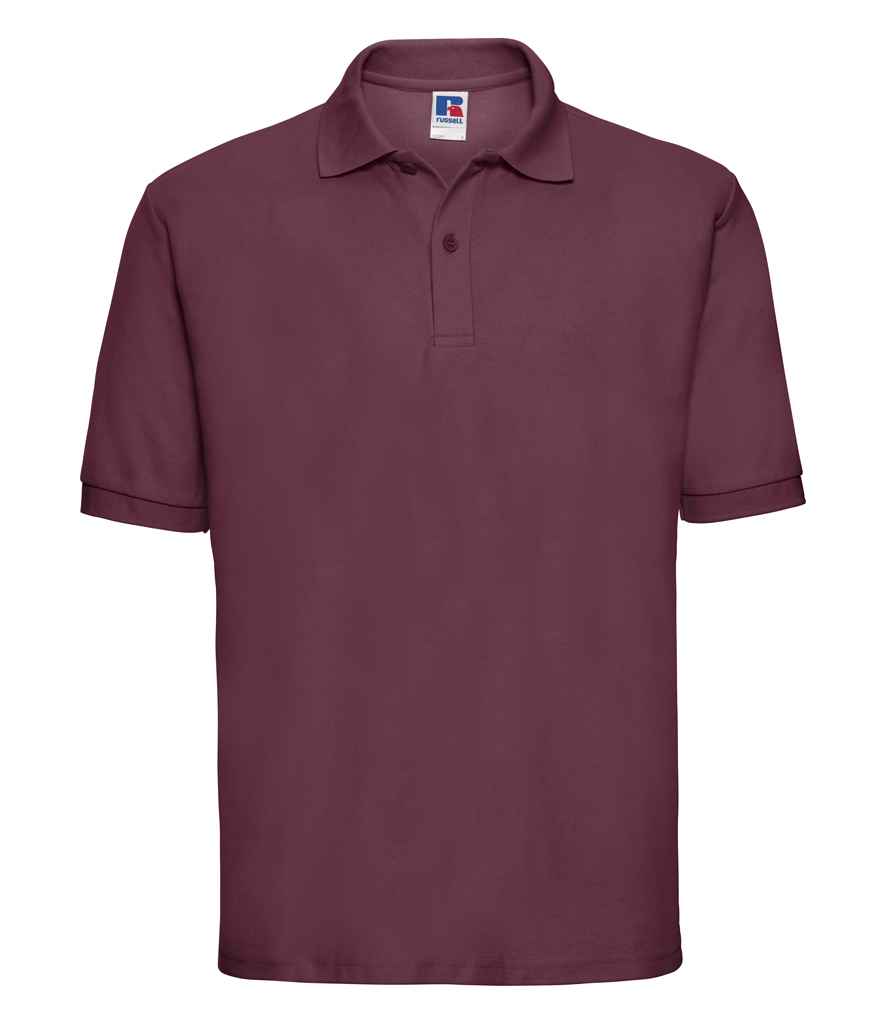 Russell Poly/Cotton Piqué Polo Shirt in Burgundy by Russell — Custom branded clothing by Print Press, featuring premium embroidery produced in our specialist print lab in the UK.