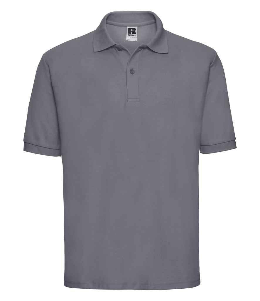 Russell Poly/Cotton Piqué Polo Shirt in Convoy Grey by Russell — Custom branded clothing by Print Press, featuring premium embroidery produced in our specialist print lab in the UK.