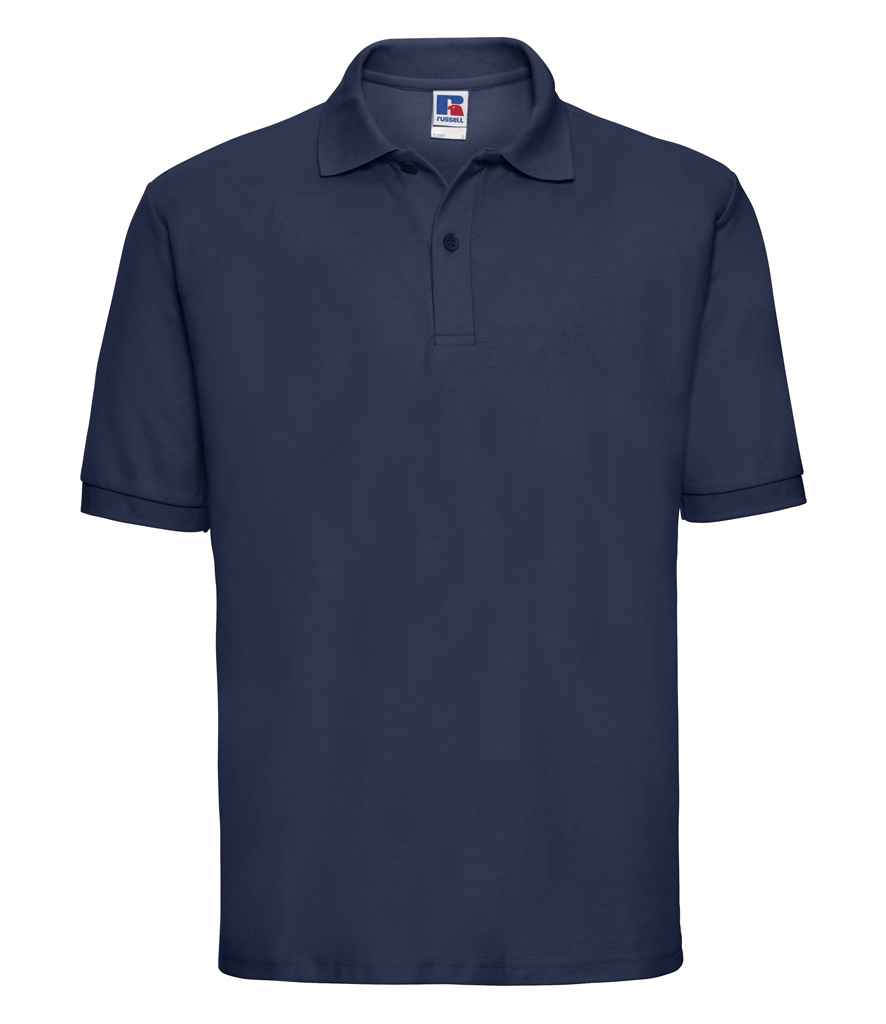 Russell Poly/Cotton Piqué Polo Shirt in French Navy by Russell — Custom branded clothing by Print Press, featuring premium embroidery produced in our specialist print lab in the UK.