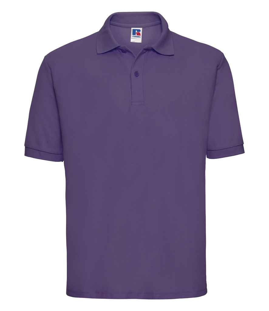 Russell Poly/Cotton Piqué Polo Shirt in Purple by Russell — Custom branded clothing by Print Press, featuring premium embroidery produced in our specialist print lab in the UK.