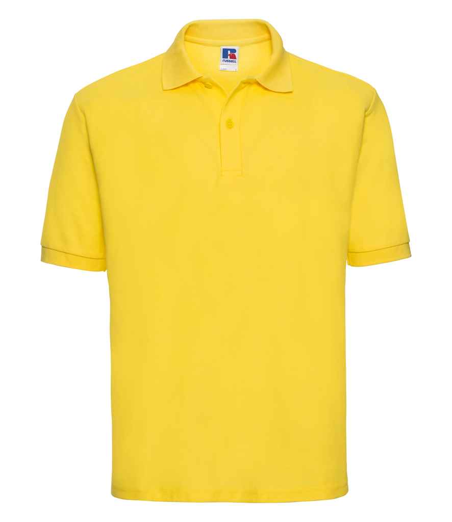 Russell Poly/Cotton Piqué Polo Shirt in Yellow by Russell — Custom branded clothing by Print Press, featuring premium embroidery produced in our specialist print lab in the UK.