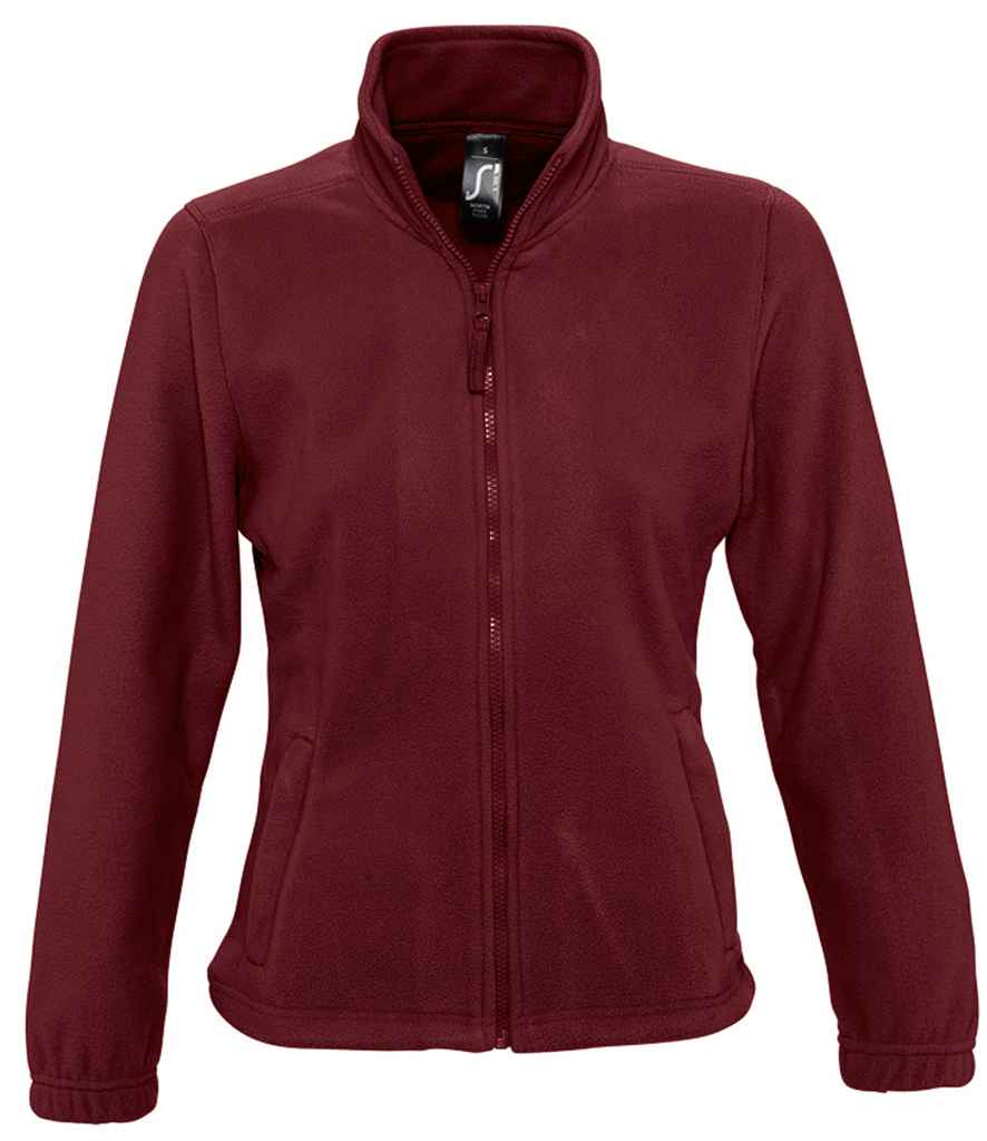 SOL'S Ladies North Fleece Jacket in Burgundy by SOL'S — Custom branded clothing by Print Press, featuring premium embroidery produced in our specialist print lab in the UK.