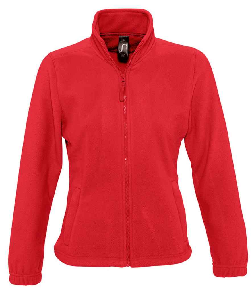 SOL'S Ladies North Fleece Jacket in Red by SOL'S — Custom branded clothing by Print Press, featuring premium embroidery produced in our specialist print lab in the UK.