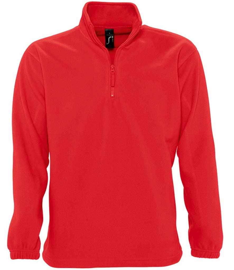 SOL'S Ness Zip Neck Fleece in Red by SOL'S — Custom branded clothing by Print Press, featuring premium embroidery produced in our specialist print lab in the UK.