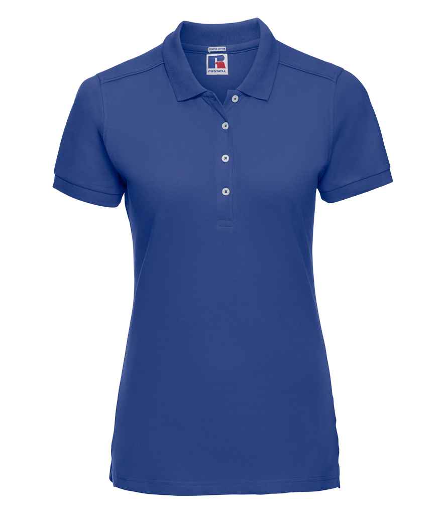 Russell Ladies Stretch Piqué Polo Shirt in Bright Royal by Russell — Custom branded clothing by Print Press, featuring premium embroidery produced in our specialist print lab in the UK.