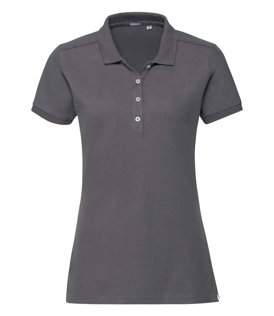Russell Ladies Stretch Piqué Polo Shirt in Convoy Grey by Russell — Custom branded clothing by Print Press, featuring premium embroidery produced in our specialist print lab in the UK.