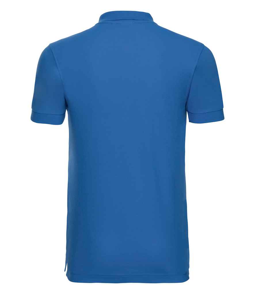 Russell Stretch Piqué Polo Shirt in by Russell — Custom branded clothing by Print Press, featuring premium embroidery produced in our specialist print lab in the UK.