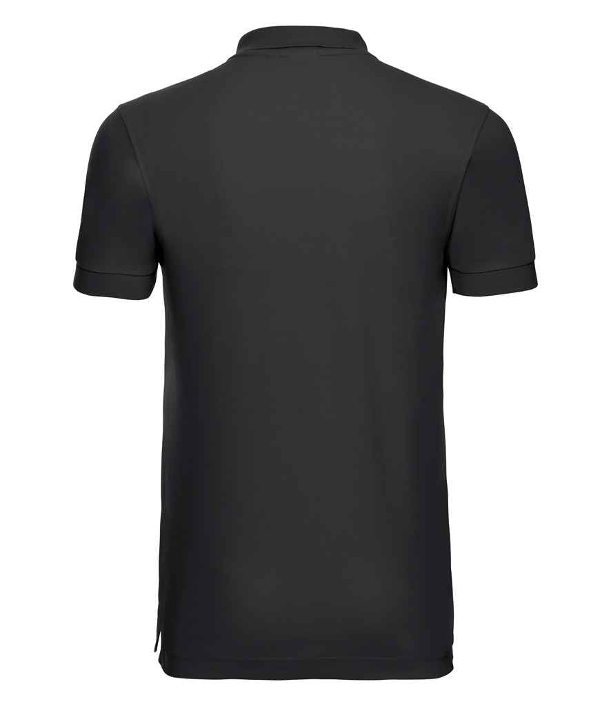 Russell Stretch Piqué Polo Shirt in by Russell — Custom branded clothing by Print Press, featuring premium embroidery produced in our specialist print lab in the UK.