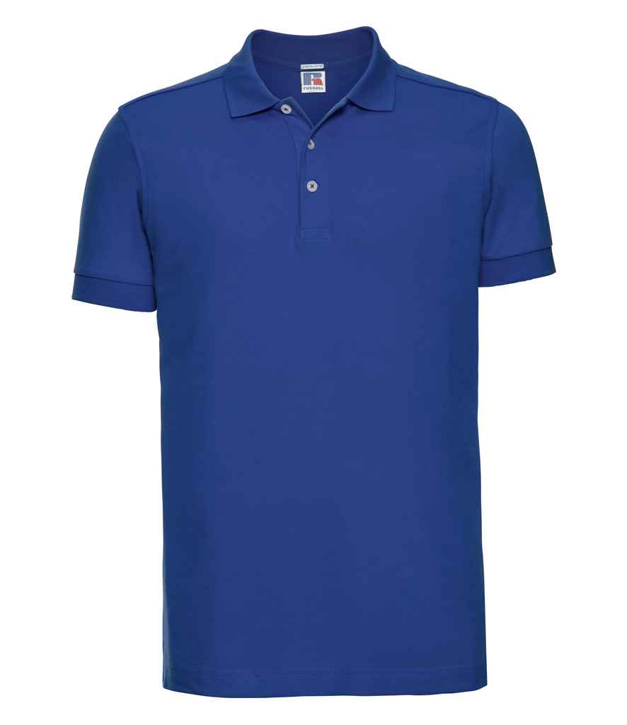 Russell Stretch Piqué Polo Shirt in Bright Royal by Russell — Custom branded clothing by Print Press, featuring premium embroidery produced in our specialist print lab in the UK.
