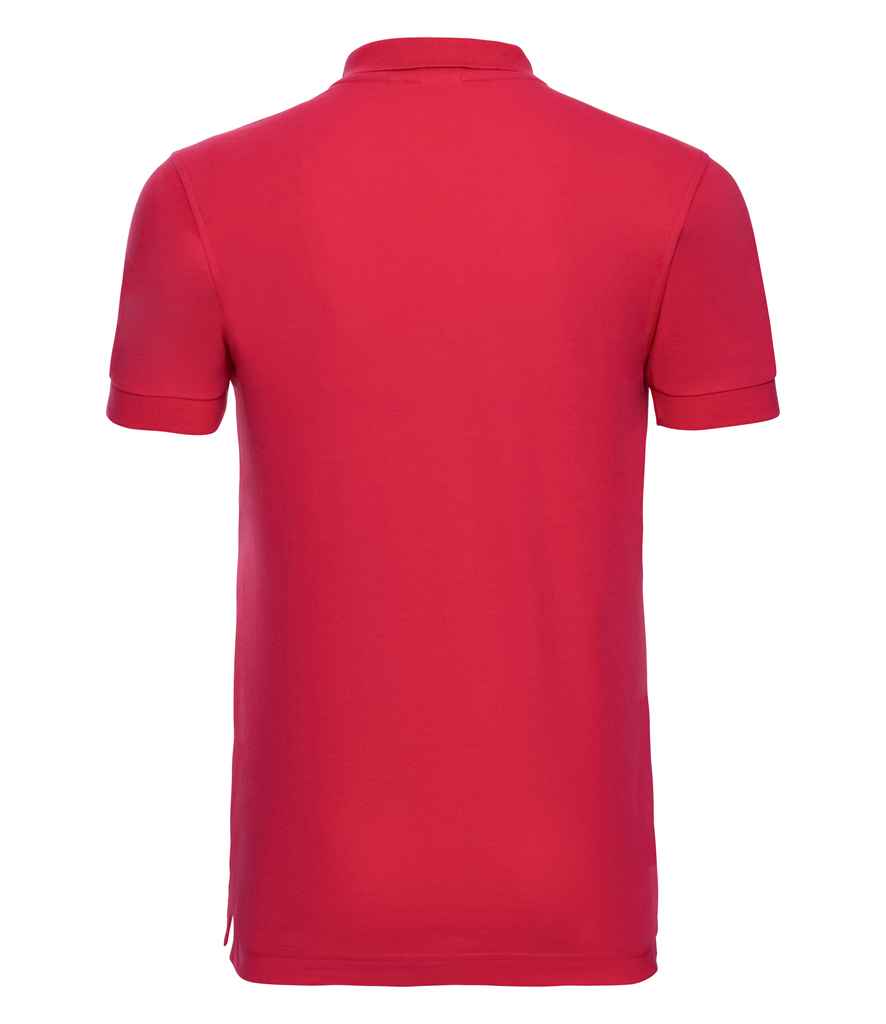 Russell Stretch Piqué Polo Shirt in by Russell — Custom branded clothing by Print Press, featuring premium embroidery produced in our specialist print lab in the UK.