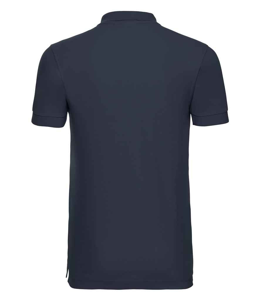 Russell Stretch Piqué Polo Shirt in by Russell — Custom branded clothing by Print Press, featuring premium embroidery produced in our specialist print lab in the UK.