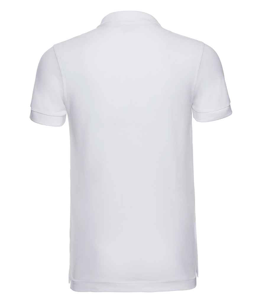 Russell Stretch Piqué Polo Shirt in by Russell — Custom branded clothing by Print Press, featuring premium embroidery produced in our specialist print lab in the UK.
