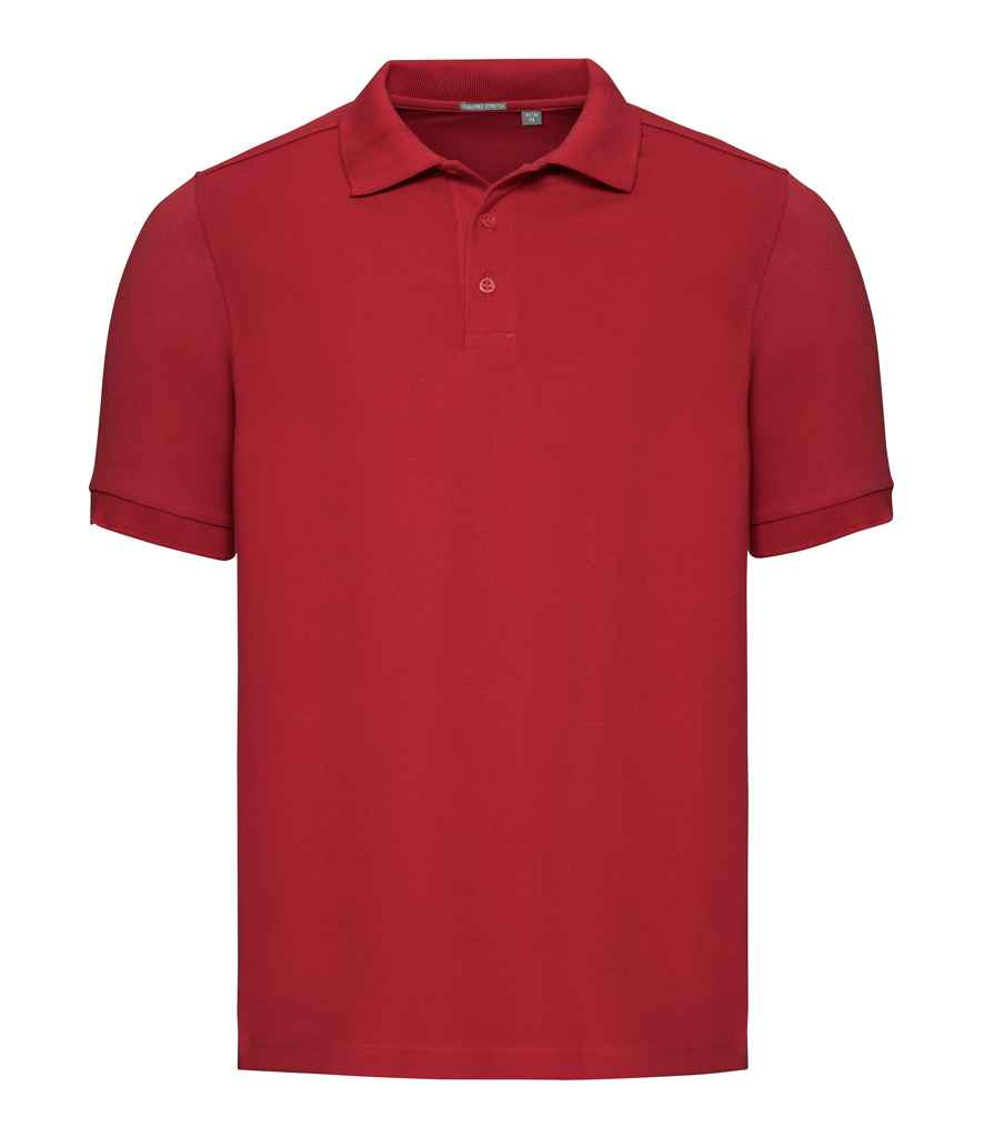 Russell Tailored Stretch Piqué Polo Shirt in Classic Red by Russell — Custom branded clothing by Print Press, featuring premium embroidery produced in our specialist print lab in the UK.