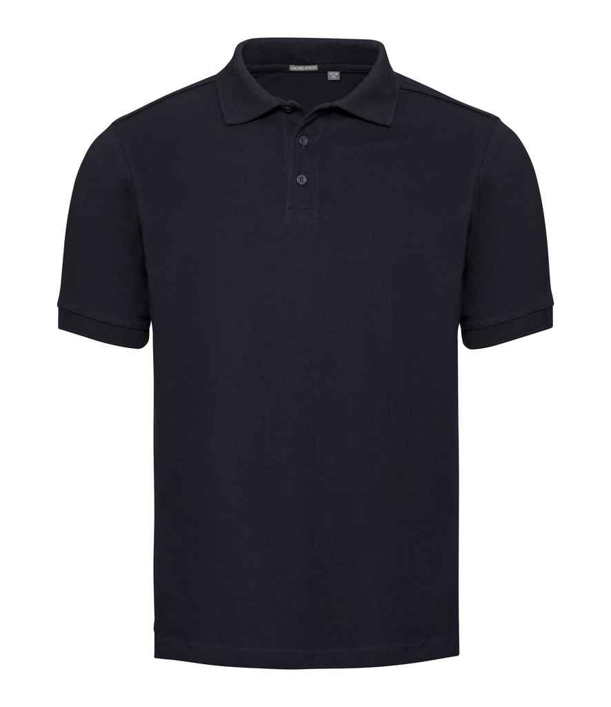 Russell Tailored Stretch Piqué Polo Shirt in French Navy by Russell — Custom branded clothing by Print Press, featuring premium embroidery produced in our specialist print lab in the UK.