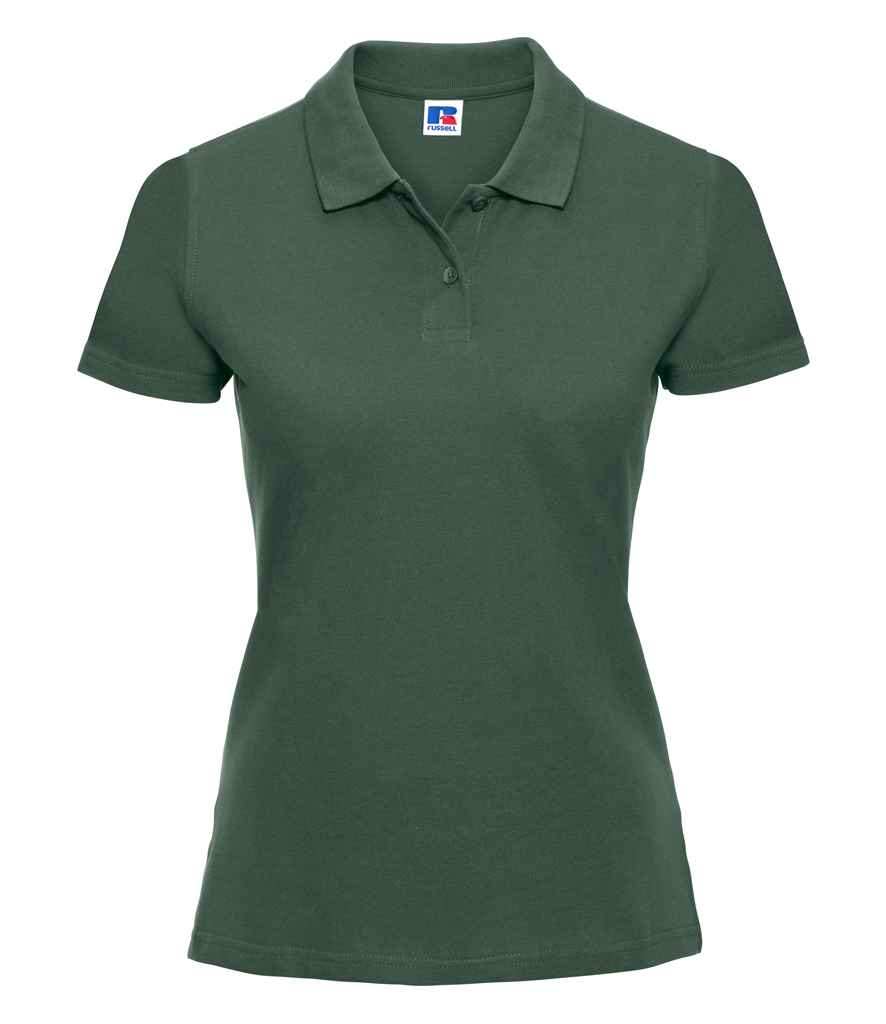 Russell Ladies Classic Cotton Piqué Polo Shirt in Bottle Green by Russell — Custom branded clothing by Print Press, featuring premium embroidery produced in our specialist print lab in the UK.