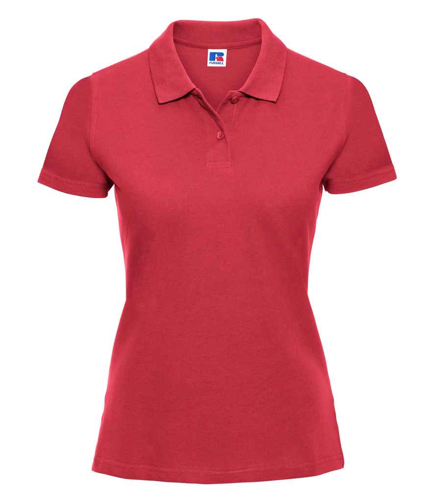 Russell Ladies Classic Cotton Piqué Polo Shirt in Classic Red by Russell — Custom branded clothing by Print Press, featuring premium embroidery produced in our specialist print lab in the UK.