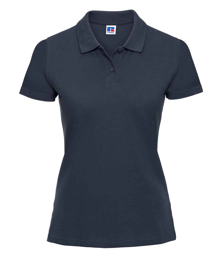 Russell Ladies Classic Cotton Piqué Polo Shirt in French Navy by Russell — Custom branded clothing by Print Press, featuring premium embroidery produced in our specialist print lab in the UK.