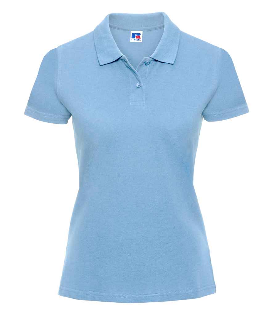 Russell Ladies Classic Cotton Piqué Polo Shirt in Sky Blue by Russell — Custom branded clothing by Print Press, featuring premium embroidery produced in our specialist print lab in the UK.