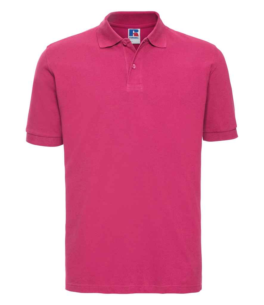 Russell Classic Cotton Piqué Polo Shirt in Fuchsia by Russell — Custom branded clothing by Print Press, featuring premium embroidery produced in our specialist print lab in the UK.