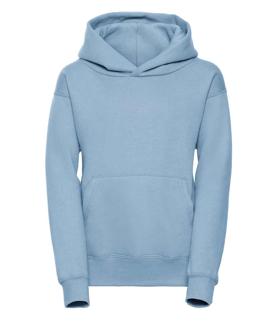 Russell Schoolgear Kids Hooded Sweatshirt in by Russell — Custom branded clothing by Print Press, featuring premium embroidery produced in our specialist print lab in the UK.