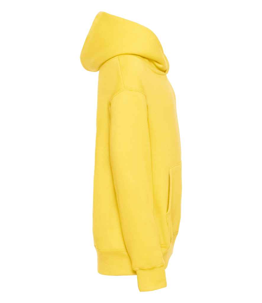 Russell Schoolgear Kids Hooded Sweatshirt in by Russell — Custom branded clothing by Print Press, featuring premium embroidery produced in our specialist print lab in the UK.