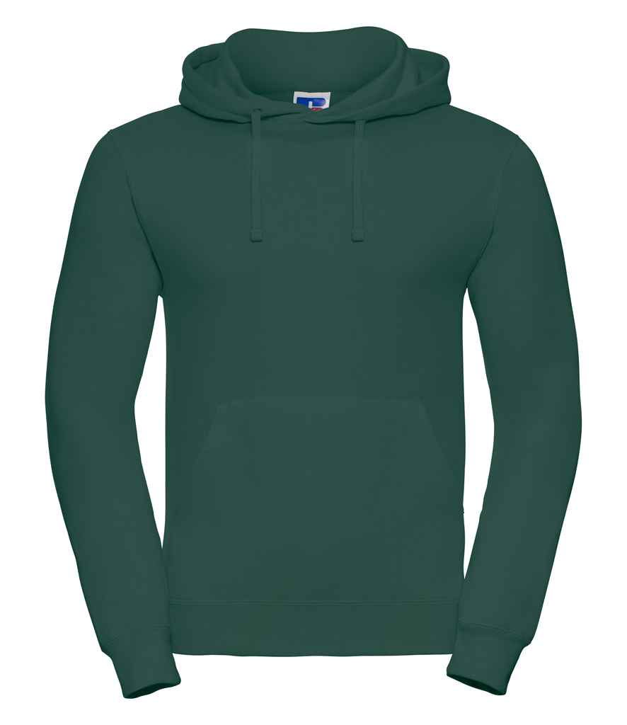 Russell Hooded Sweatshirt in Bottle Green by Russell — Custom branded clothing by Print Press, featuring premium embroidery produced in our specialist print lab in the UK.