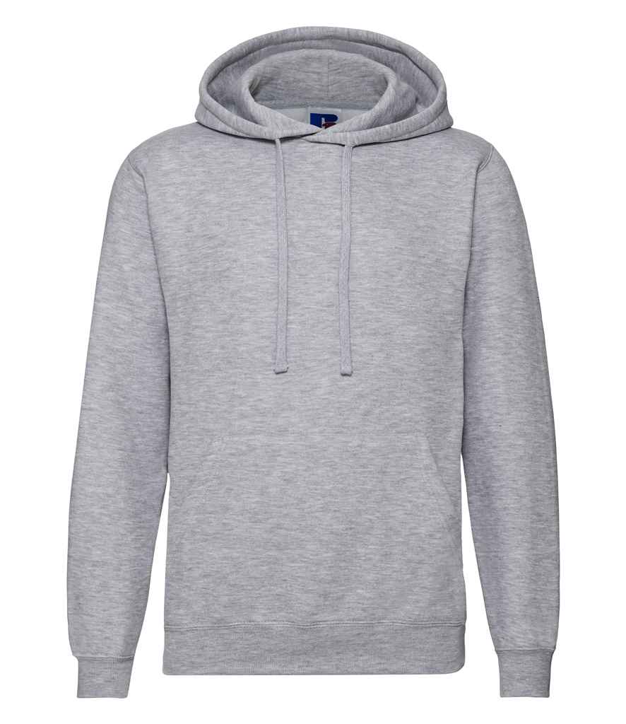 Russell Hooded Sweatshirt in Light Oxford by Russell — Custom branded clothing by Print Press, featuring premium embroidery produced in our specialist print lab in the UK.