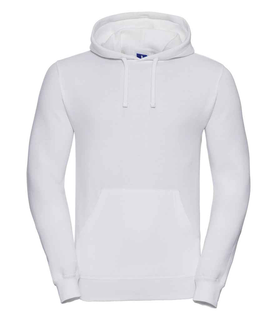 Russell Hooded Sweatshirt in White by Russell — Custom branded clothing by Print Press, featuring premium embroidery produced in our specialist print lab in the UK.