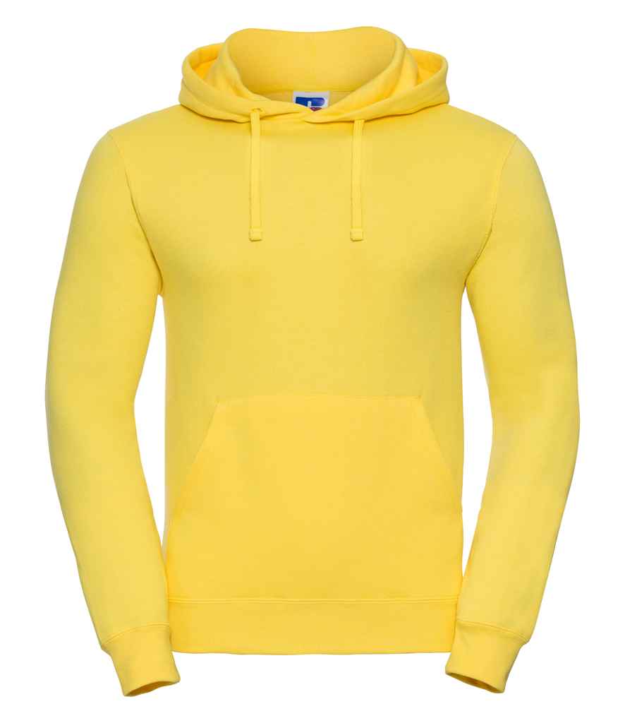 Russell Hooded Sweatshirt in Yellow by Russell — Custom branded clothing by Print Press, featuring premium embroidery produced in our specialist print lab in the UK.