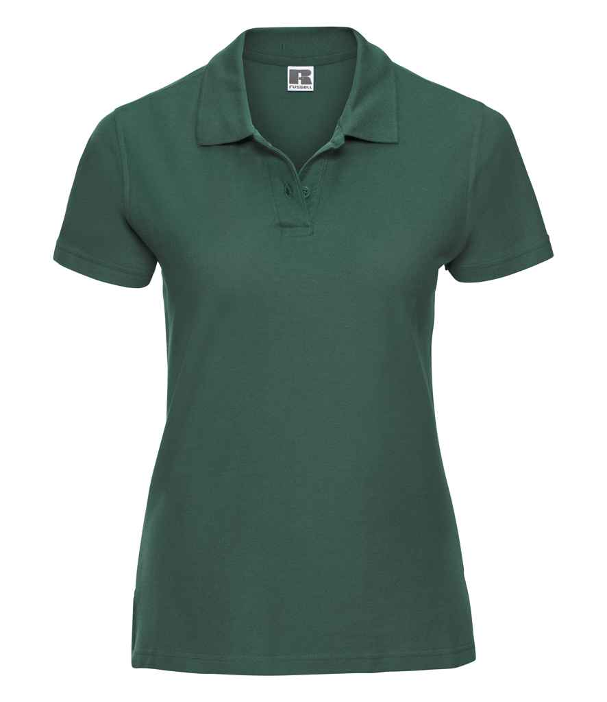 Russell Ladies Ultimate Cotton Piqué Polo Shirt in Bottle Green by Russell — Custom branded clothing by Print Press, featuring premium embroidery produced in our specialist print lab in the UK.