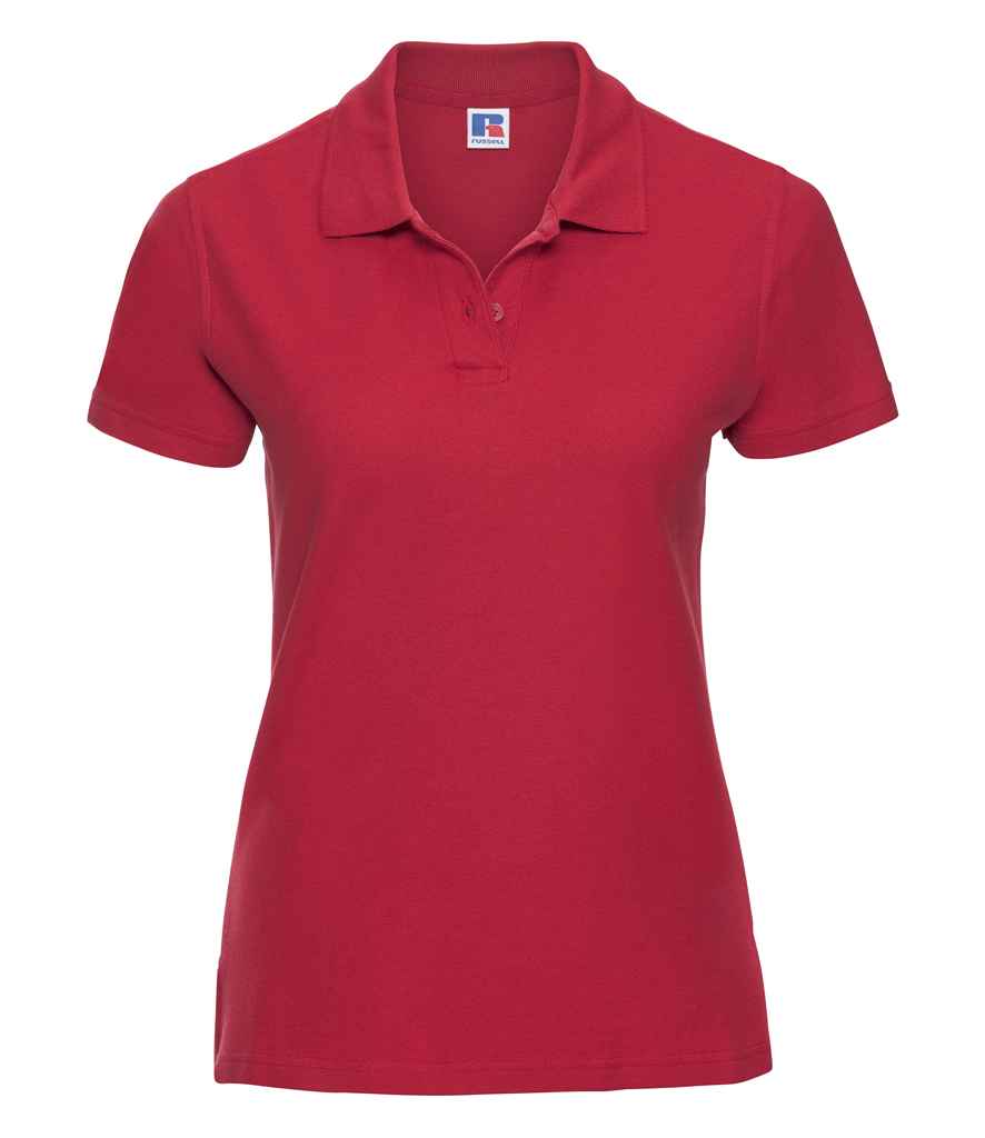 Russell Ladies Ultimate Cotton Piqué Polo Shirt in Classic Red by Russell — Custom branded clothing by Print Press, featuring premium embroidery produced in our specialist print lab in the UK.