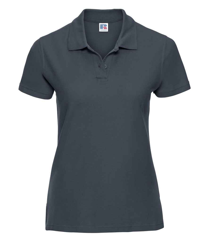 Russell Ladies Ultimate Cotton Piqué Polo Shirt in French Navy by Russell — Custom branded clothing by Print Press, featuring premium embroidery produced in our specialist print lab in the UK.