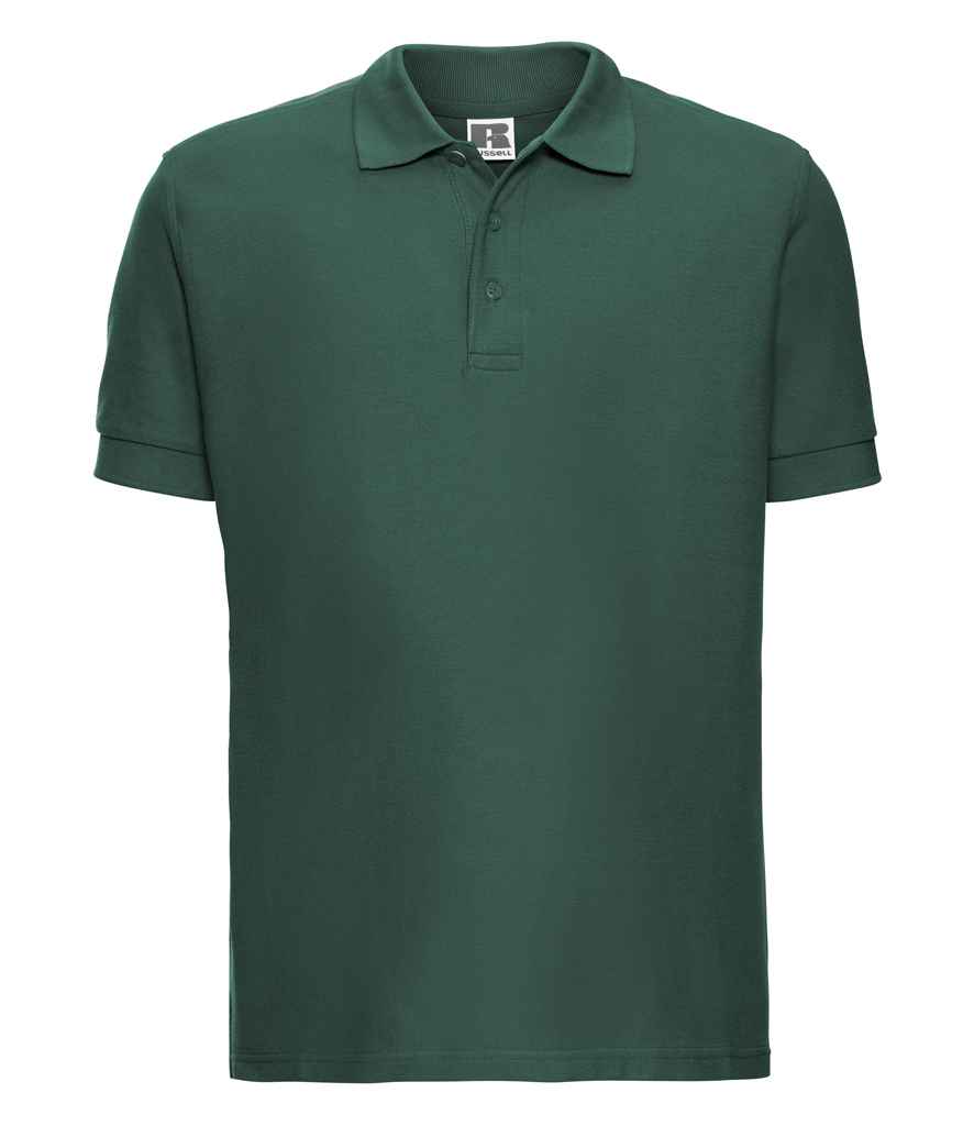 Russell Ultimate Cotton Piqué Polo Shirt in Bottle Green by Russell — Custom branded clothing by Print Press, featuring premium embroidery produced in our specialist print lab in the UK.